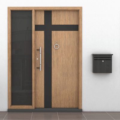 Front door with push handle