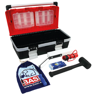 Tool kit with basic equipment opening tools