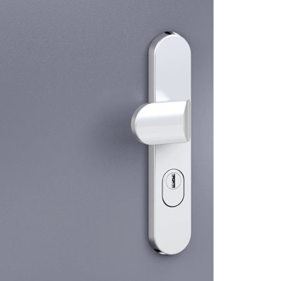 Door fitting with cylinder protection