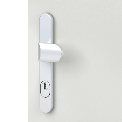 Door-fitting with cylinder protection